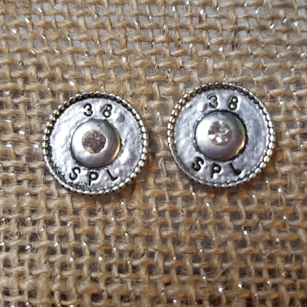 ✔️Silver "38" bullet stud earrings - Picture 1 of 2